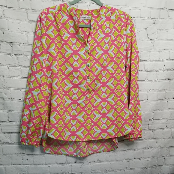 Buckhead Betties Tops - Buckhead Betties women's 1/2 button Geometric Flourescent Blouse No Size Tag